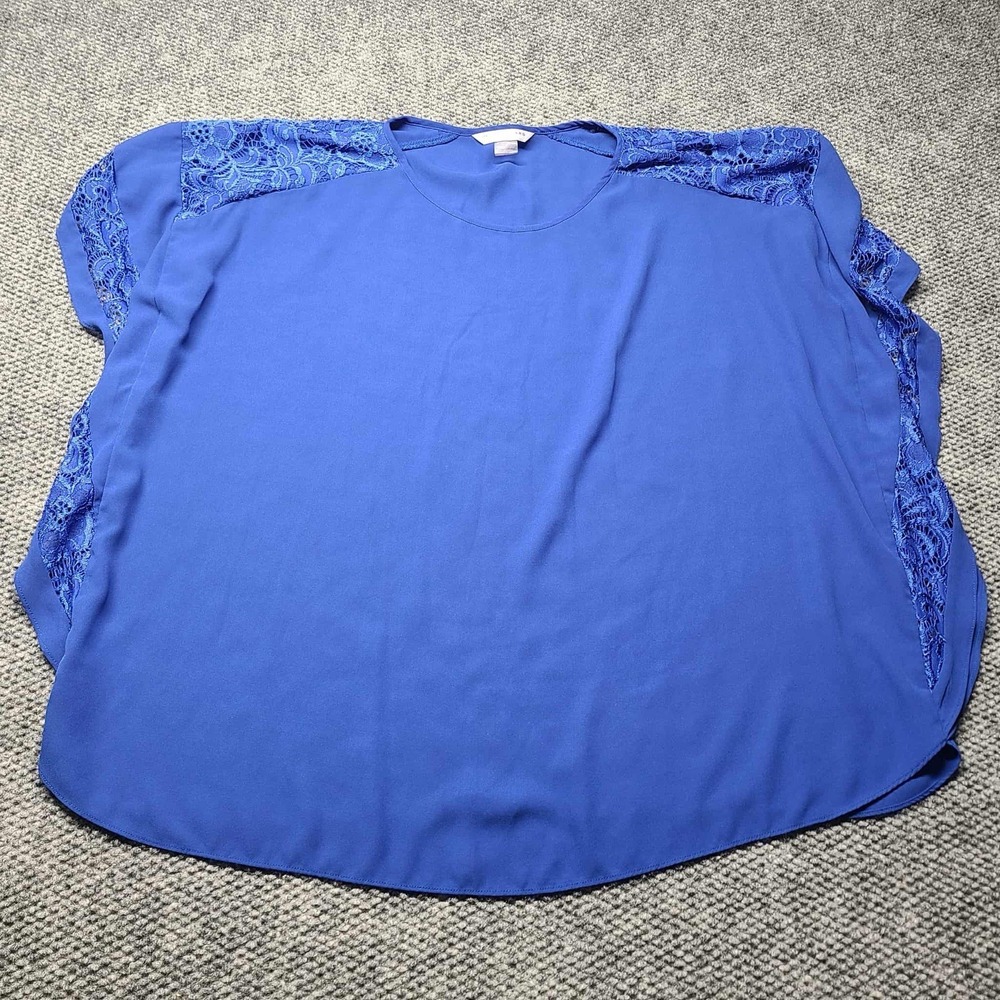 Peter Nygard Women Tunic Top Kimono Sleeve Blue Blouse Size 2X